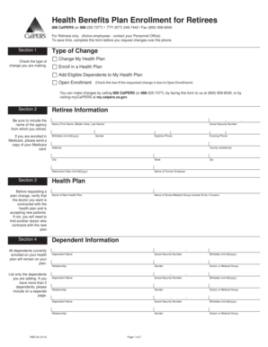 Health Benefits Plan Enrollment for Retirees