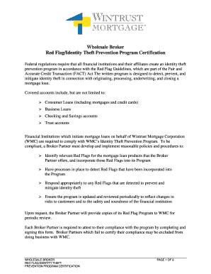 Red Flag Identity Theft Prevention Program Certification