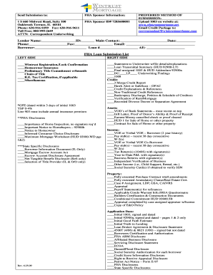 FHA Loan Submission Checklist