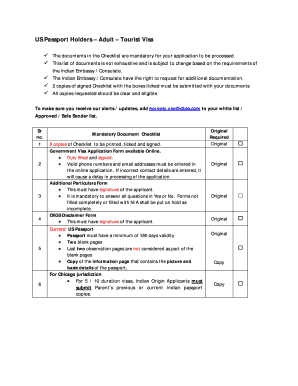 Adult Checklist Form - Travel the World Visas