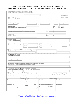 Uzbekistan Visa Application Form