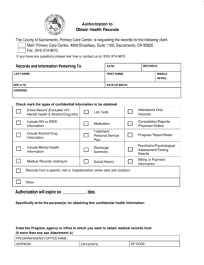 Authorization to Obtain Health Records