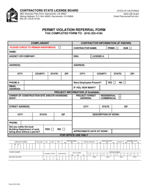 California Permit Violation Referral Form