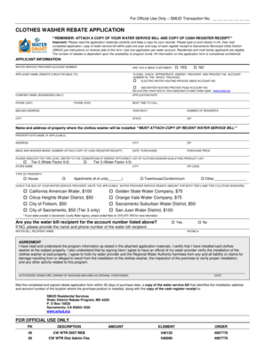 Clothes Washer Rebate Application