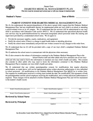 Diabetes Medical Management Plan