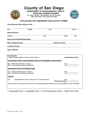 Temporary Food Facility Permit Application