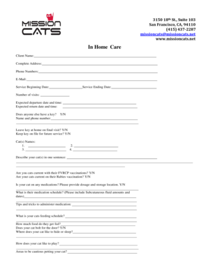 Format of local purchase order - In Home Care Form - Mission: Cats - missioncats