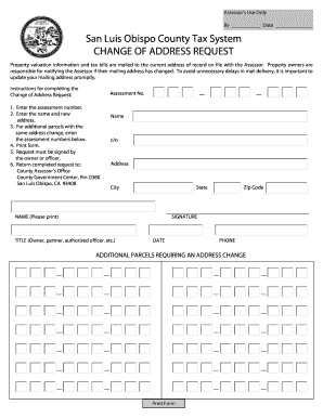 San Luis Obispo Change of Address Request