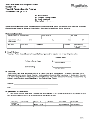 Santa Barbara County Transit & Parking Benefits Enrollment Form