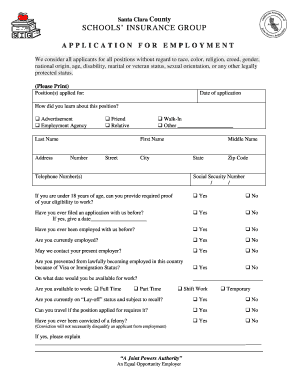 Santa Clara County Schools Insurance Group Employment Application