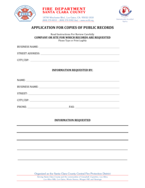 Santa Clara County Fire Department Public Records Request Form