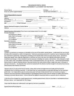 Oak Meadow Dental Center Financial Responsibility and Consent Form
