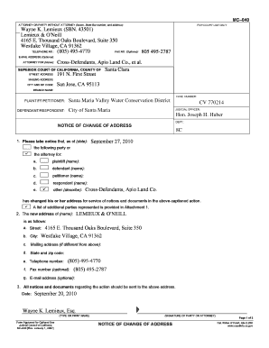 California Notice of Change of Address