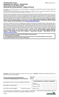 Manitoba Retail Sales Tax Refund Application