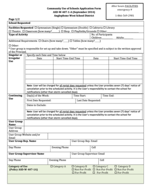 Community Use of Schools Application Form