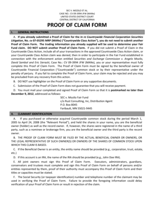 SEC v. Mozilo Proof of Claim Form