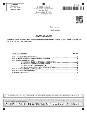 Dell SEC Fair Fund Proof of Claim Form
