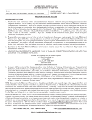 IndyMac Mortgage-Backed Securities Proof of Claim and Release