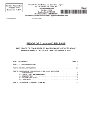 Washington Mutual Securities Litigation Proof of Claim