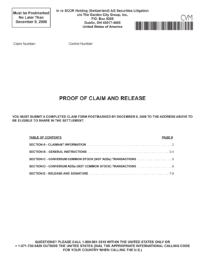 Proof of Claim and Release