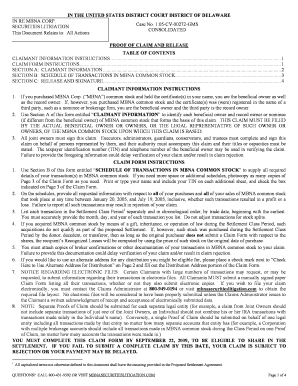 Proof of Claim and Release for MBNA Securities Litigation