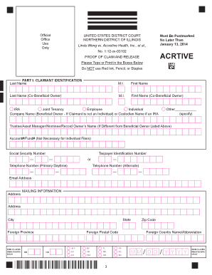 Proof of Claim and Release