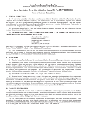 Proof of Claim and Release Form