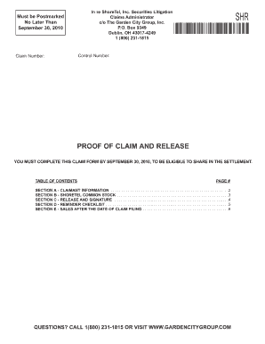 ShoreTel Securities Litigation Proof of Claim