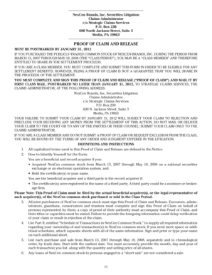 NexCen Brands Securities Litigation Proof of Claim