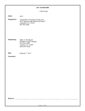 2011 Exempt Organization Tax Return