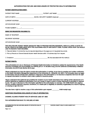 Authorization for Use and Disclosure of Protected Health Information