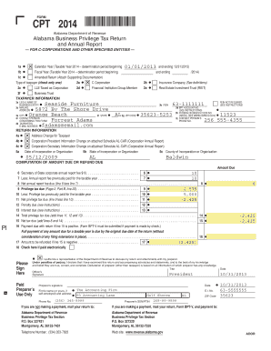 Alabama Business Privilege Tax Return