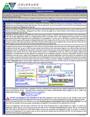 Colorado Educator Fingerprint Card
