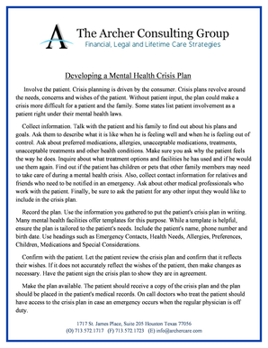 Mental Health Crisis Plan Template