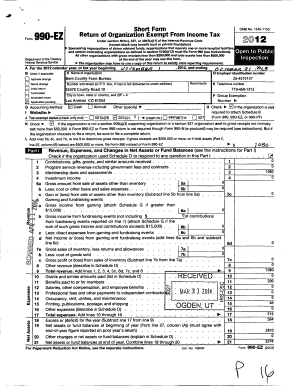 Form 990-EZ Return of Organization Exempt From Income Tax