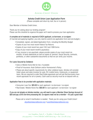 Ashoka Credit Union Consumer Credit Application Form