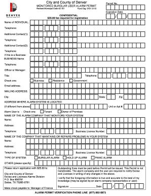 Denver Monitored Burglar Alarm Permit