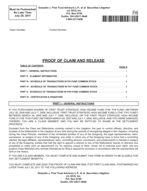 Proof of Claim and Release Form
