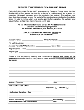 Request for Extension of a Building Permit