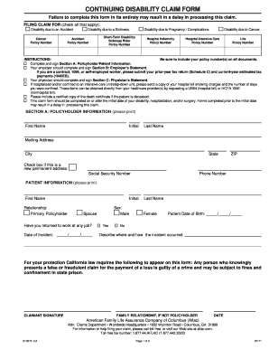Continuing Disability Claim Form
