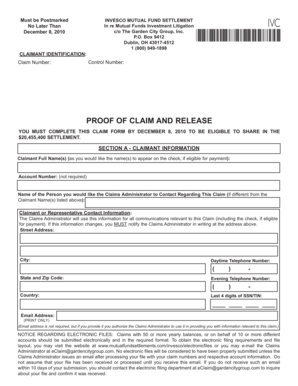 Invesco Mutual Fund Settlement Claim Form