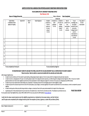 USPA Collegiate Eligibility Verification Form