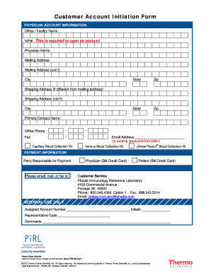 Physician Account Initiation Form
