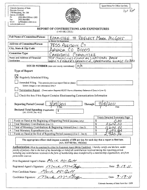 Colorado Report of Contributions and Expenditures