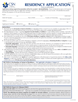 Nevada Residency Application Form