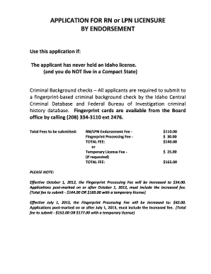 Idaho RN or LPN Licensure Application