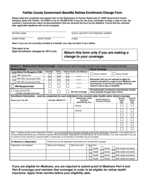 Fairfax County Retiree Benefits Enrollment Form