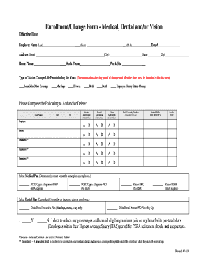 Enrollment Change Form - Medical, Dental, Vision