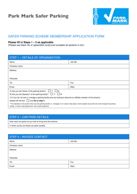 Safer Parking Scheme Membership Application Form