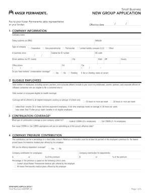 Kaiser Permanente Small Business Health Insurance Application